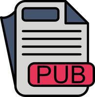 PUB File Format Line Filled Icon vector