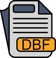 DBF File Format Line Filled Icon vector