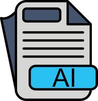AI File Format Line Filled Icon vector