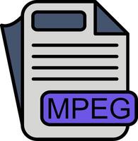 MPEG File Format Line Filled Icon vector