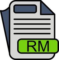 RM File Format Line Filled Icon vector
