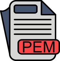 PEM File Format Line Filled Icon vector