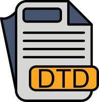 DTD File Format Line Filled Icon vector
