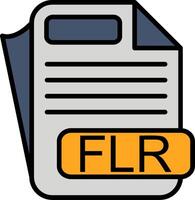 FLR File Format Line Filled Icon vector