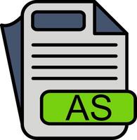 AS File Format Line Filled Icon vector