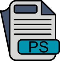 PS File Format Line Filled Icon vector