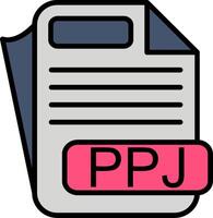 PPJ File Format Line Filled Icon vector