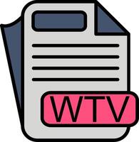 WTV File Format Line Filled Icon vector