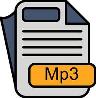 Mp3 File Format Line Filled Icon vector