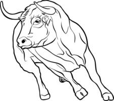 Dynamic Brown Bull Artwork in Motion outline vector