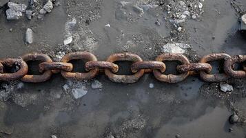 Rusty Chain on the Ground - Industrial Metal Art photo