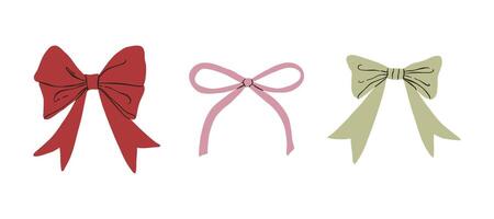 Set of bows drawn in a flat style. Gift, holiday, ribbon. illustration in flat style. vector