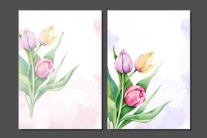Spring background. Botanical Background with trendy watercolor flowers. Floral Watercolor Illustration. Hand drawn watercolor tulips. Luxury Watercolor Art. Perfect for Elegant wedding invitations vector