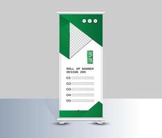 Green roll up banner template design vector