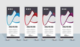 Creative roll up banner template design with abstract shape vector