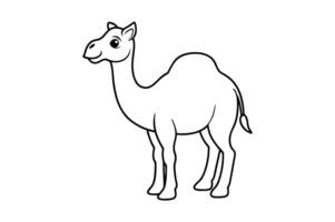 Simple black line drawing of a camel. vector