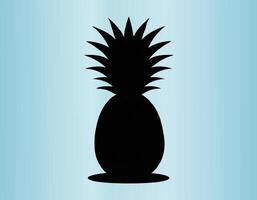 a pineapple is shown in a black silhouette on a blue background vector