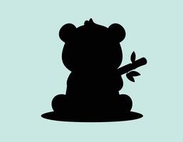 a black bear is sitting on a branch with a leaf vector