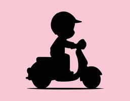 a silhouette of a person riding a scooter vector
