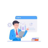 Businessman present strategy planning project and Financial data analysis report concept. vector