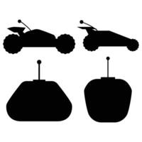 RC Car Game Silhouette in Motion on a Track vector