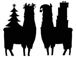 Black and White Llama with Christmas Decorations vector