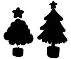 Set of Christmas Tree Silhouette Illustrations vector