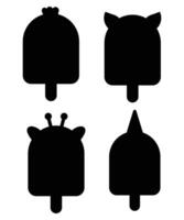 Black Silhouette Icons of Ice Cream for Design Projects vector