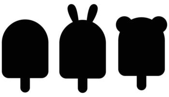 Black Silhouette Icons of Ice Cream for Design Projects vector