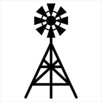 Windmill Silhouette Icon for Renewable Energy and Farm Design vector