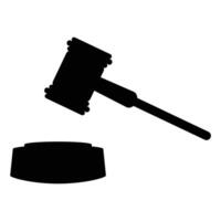 Simple Gavel Icon with Strong Outline and Legal Symbol vector