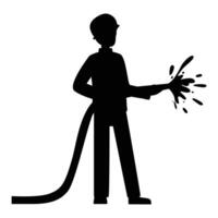 Fireman Silhouette Icon for Emergency and Rescue Themes vector
