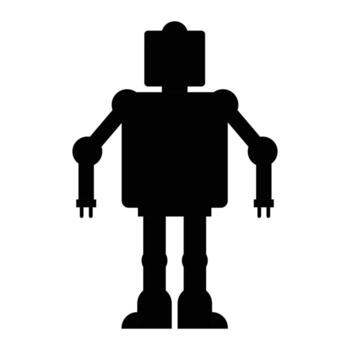 Friendly Robot with Metallic Body in a Futuristic Setting vector