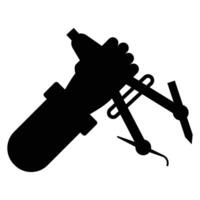 Hand Holding a Compass with Pencil Icon for Design and Drafting vector