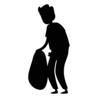 Cleaner and Garbage Silhouettes Icon for Cleaning and Waste Management Themes vector