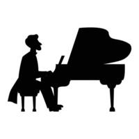 Silhouettes of Men Musicians Playing Different Instruments Icon for Music Themes vector