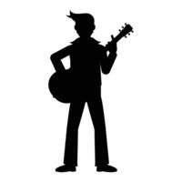 Silhouettes of Men Musicians Playing Different Instruments Icon for Music Themes vector