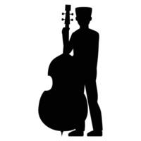 Silhouettes of Men Musicians Playing Different Instruments Icon for Music Themes vector
