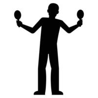Silhouettes of Men Musicians Playing Different Instruments Icon for Music Themes vector