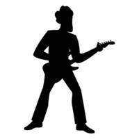 Silhouettes of Men Musicians Playing Different Instruments Icon for Music Themes vector