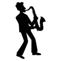 Silhouettes of Men Musicians Playing Different Instruments Icon for Music Themes vector