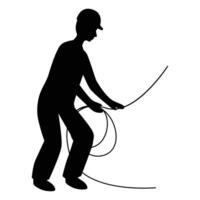 Silhouette of an Engineer Holding a Blueprint vector
