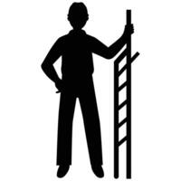 Silhouette of an Engineer Holding a Blueprint vector