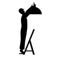 Silhouette of an Engineer Holding a Blueprint vector