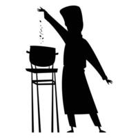 Silhouette of a Professional Chef Holding Utensils vector
