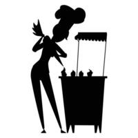 Silhouette of a Professional Chef Holding Utensils vector