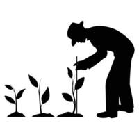 Silhouettes of People Gardening with Tools vector