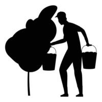 Silhouette of a Gardener Holding a Watering Can vector