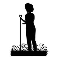 Silhouette of a Gardener Holding a Watering Can vector