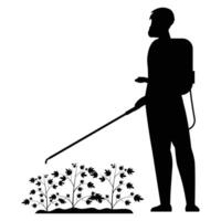 Silhouette of a Gardener Holding a Watering Can vector
